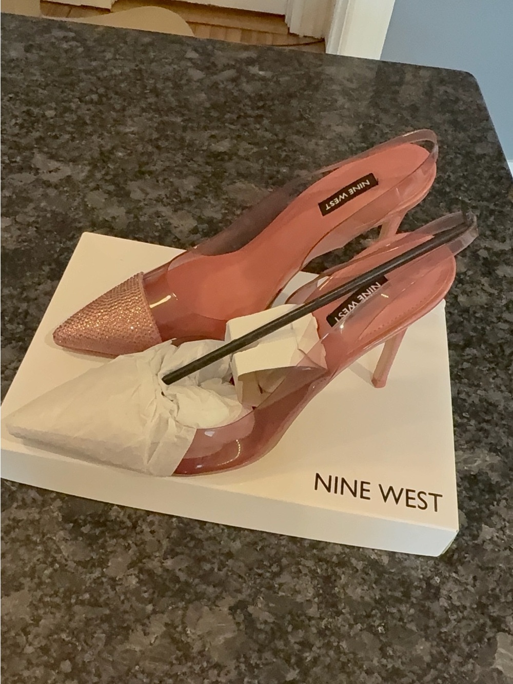 Nine West Rose Pink Rhinestone Pointed-Toe Slingback Pumps - Picture 2 of 6